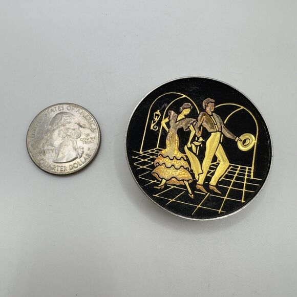 Vintage Midas gold Damescene miniature plate Flamenco dancers Spain Gold Plate - Picture 3 of 9